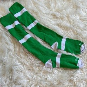 Green and White Knee High Socks